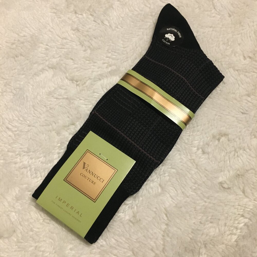 NWT Vannucci Couture Imperial Luxury Plaid Houndstooth Cotton Blend Socks 9-11